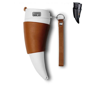 8Oz Creative Vacuum Thermos Goat Horns Coffee Mug w/ Rope
