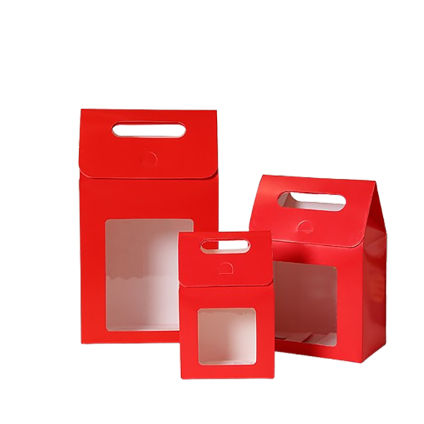 Eco-friendly Handheld Kraft Paper Gift Box w/ Clear Window