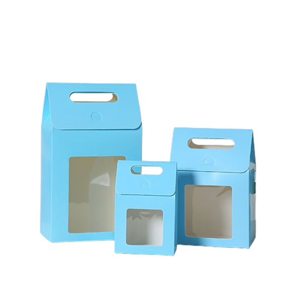 Eco-friendly Handheld Kraft Paper Gift Box w/ Clear Window