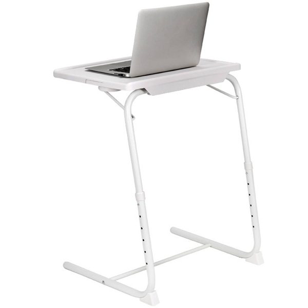 Adjustable Portable Folding Tray Table w/ Cup Holder