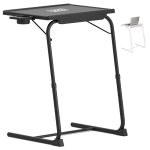 Adjustable Portable Folding Tray Table w/ Cup Holder