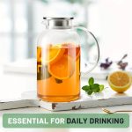 67oz Heat Resistant Glass Pitcher W/ Lid