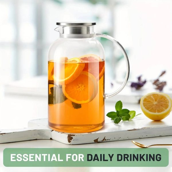 67oz Heat Resistant Glass Pitcher W/ Lid