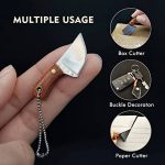 Mini Damascus Pocket Knife Steel Blade Keychain Axe Cutter