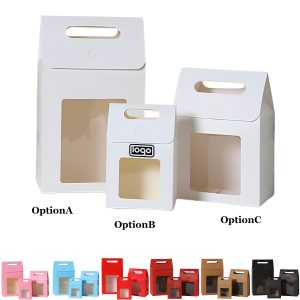 Eco-friendly Handheld Kraft Paper Gift Box w/ Clear Window
