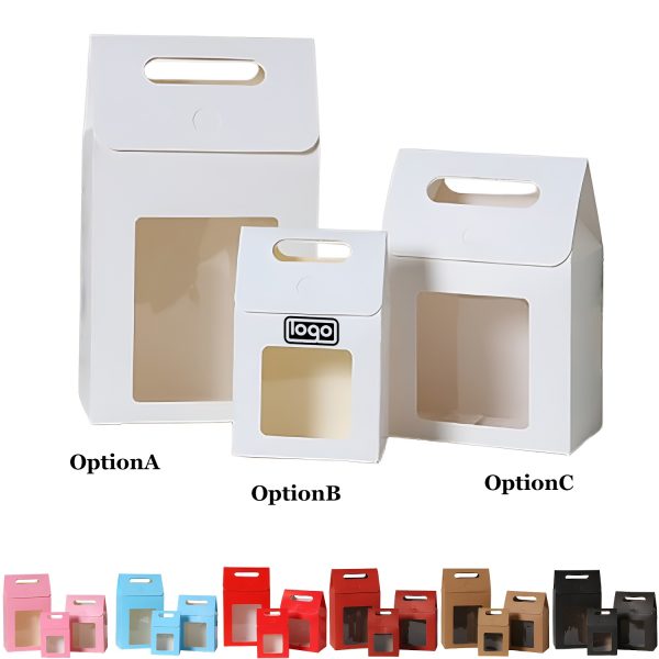 Eco-friendly Handheld Kraft Paper Gift Box w/ Clear Window