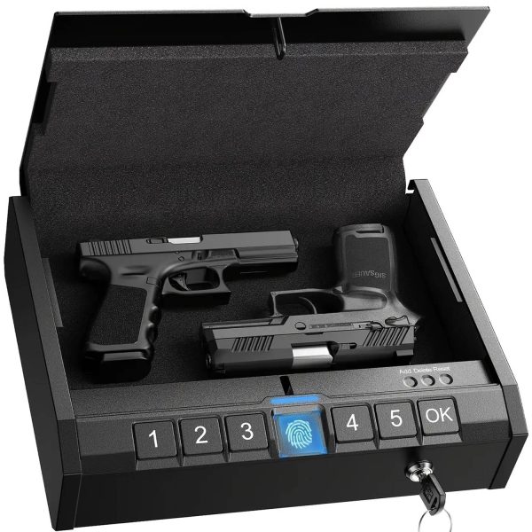 Biometric Fingerprint Handgun Safe Box Quick Access Lockbox