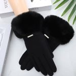 Women Winter Gloves w/ Touch Screen Fingers Faux Fur Cuff