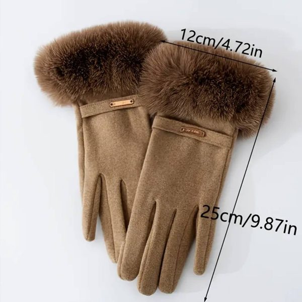 Women Winter Gloves w/ Touch Screen Fingers Faux Fur Cuff