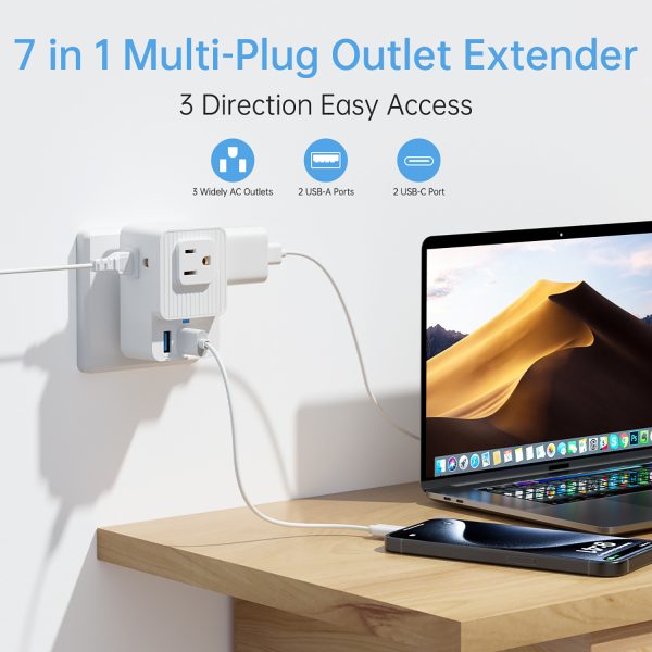 7-in-1 Portable Outlet Extender w/ Multiple Plugs