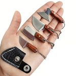 Mini Damascus Pocket Knife Steel Blade Keychain Axe Cutter