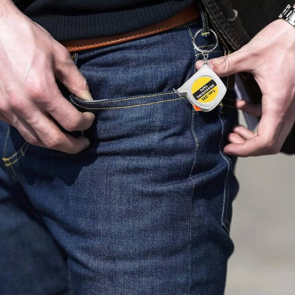 Mini ABS Stainless Steel Retractable Tape Measure Keychain