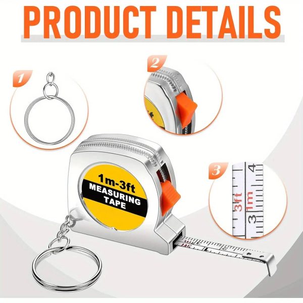 Mini ABS Stainless Steel Retractable Tape Measure Keychain