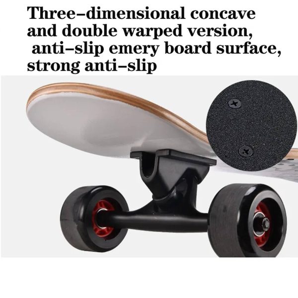 42" Kids Adults Maple Wood PU Wheels Longboard Skateboard