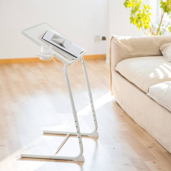 Adjustable Portable Folding Tray Table w/ Cup Holder