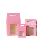 Eco-friendly Handheld Kraft Paper Gift Box w/ Clear Window