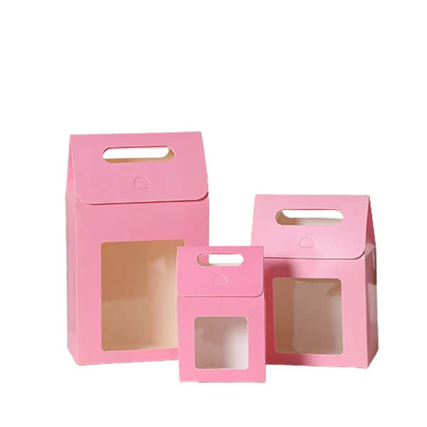 Eco-friendly Handheld Kraft Paper Gift Box w/ Clear Window