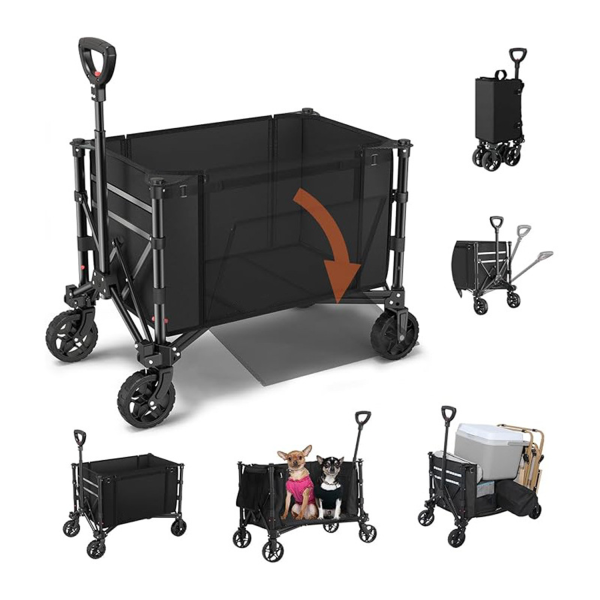 Heavy-Duty Foldable Camping Cart with Shopping Basket