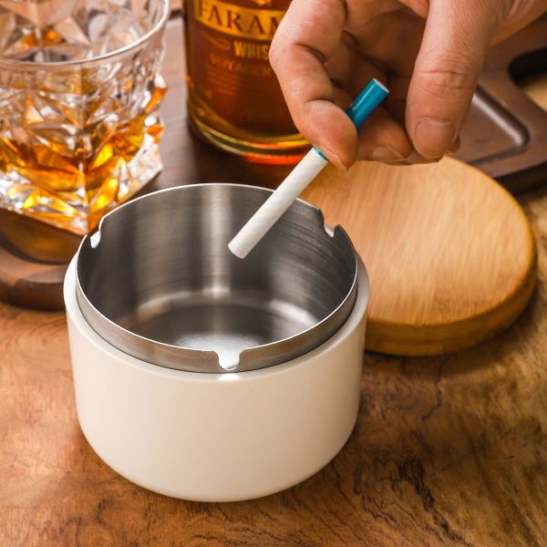 Thick Lid Stainless Steel Round Windproof Anti-Drop Ash Tray