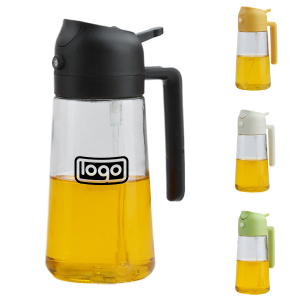 16.5oz Glass Oil Dispenser-Non-Drip Spray & Pour, Press Top