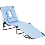 Adjustable Foldable Oxford Beach Lounge Chair w/ Face Hole