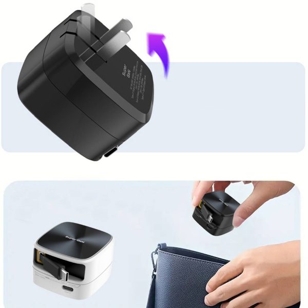 Travel Charger w/ Retractable Type C Cable