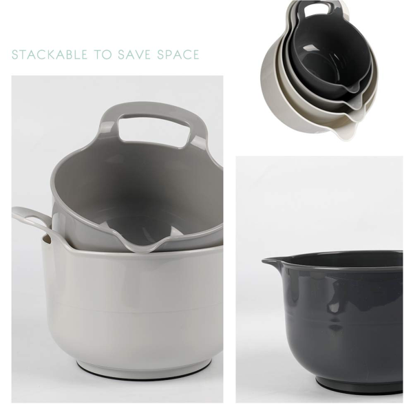 4-Piece Plastic Mixing Bowl Set w/ Handles