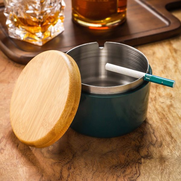Thick Lid Stainless Steel Round Windproof Anti-Drop Ash Tray