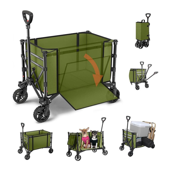 Heavy-Duty Foldable Camping Cart with Shopping Basket