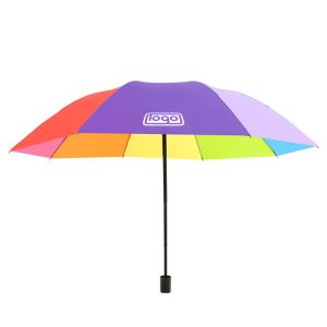 Portable Rainbow Folding Umbrella Compact Durable Travel