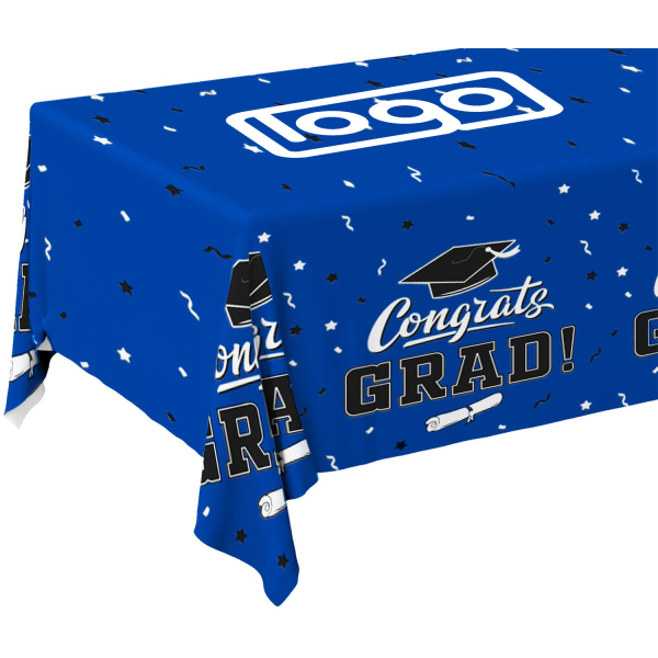 Blue-Themed Graduation Party Plastic Tablecloth