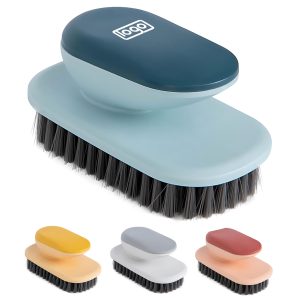Multi-functional soft-bristled laundry brush w/ handle