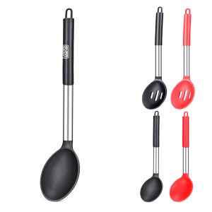 Food Grade Silicone Kitchen Spoon W/ Stainless Steel Handle