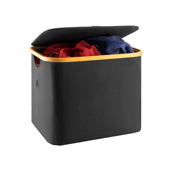 Narrow-Sided Foldable Oxford Fabric Laundry Hamper w/ Lid
