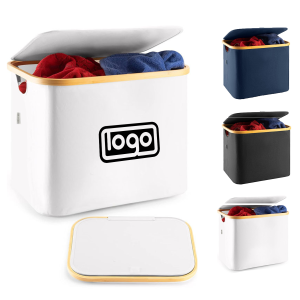 Narrow-Sided Foldable Oxford Fabric Laundry Hamper w/ Lid