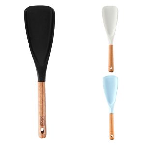 Non-Stick Cookware Spoon – Silicone & Wooden Handle