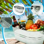 Oval Metal Galvanized Ice Bucket W/ Side Handles