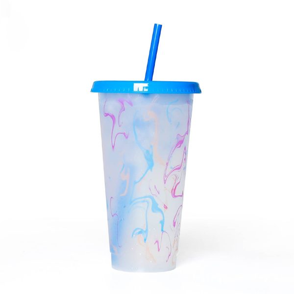 25Oz Color Changing Straw Cup For Iced Coffee & Cold Drinks