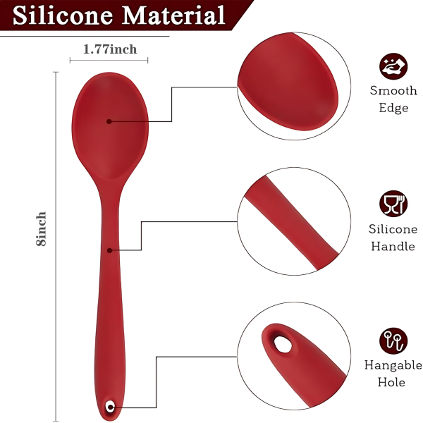 One-piece food-grade kitchen cooking silicone spoon
