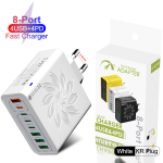 Ultra 150W 8-Port Charger:,4USB+4Type-C, QC5.0 Support