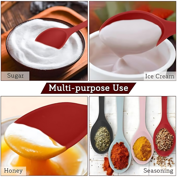 One-piece food-grade kitchen cooking silicone spoon