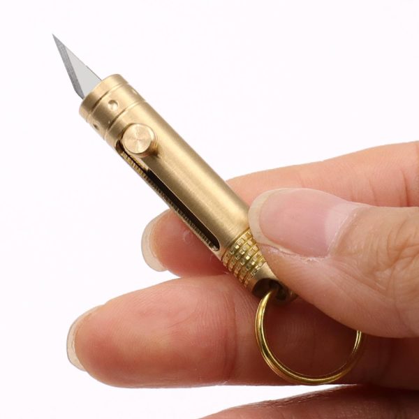 Mini Brass Utility Knife Keychain