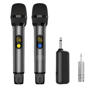 Rechargeable 1-Tx 2-Handheld Wireless Microphone Set