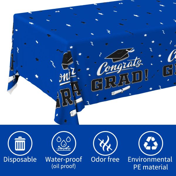 Blue-Themed Graduation Party Plastic Tablecloth