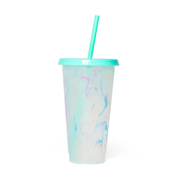 25Oz Color Changing Straw Cup For Iced Coffee & Cold Drinks