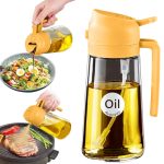 16.5oz Glass Oil Dispenser-Non-Drip Spray & Pour, Press Top