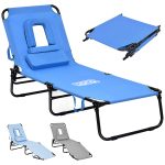 Adjustable Foldable Oxford Beach Lounge Chair w/ Face Hole