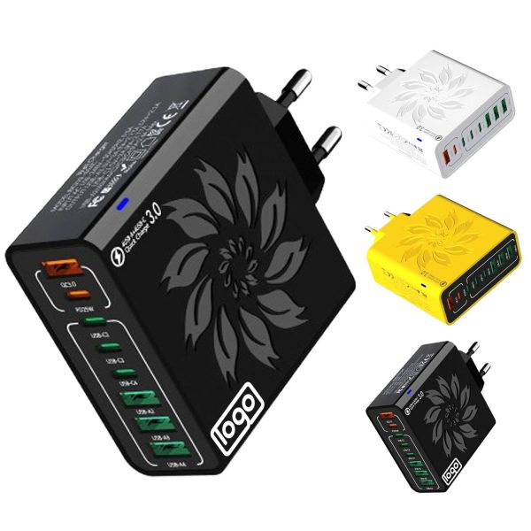 Ultra 150W 8-Port Charger:,4USB+4Type-C, QC5.0 Support