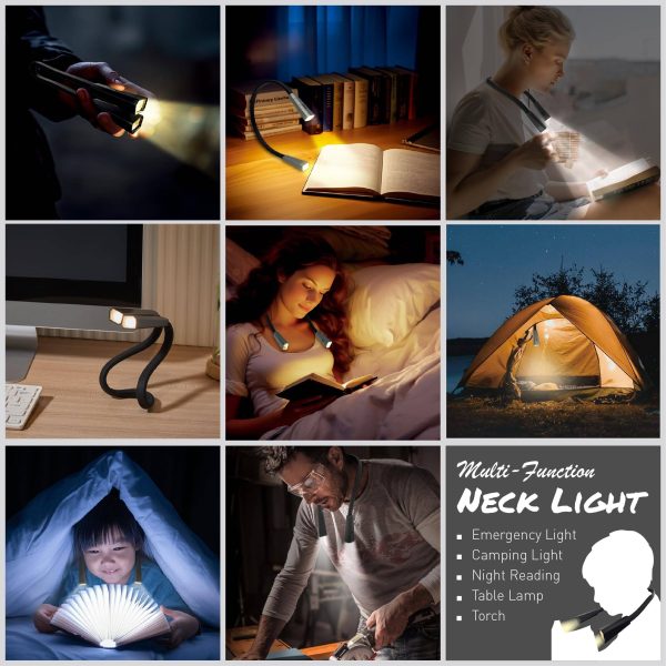 Flexible Foldable LED Neck Book Light w/ USB Charging