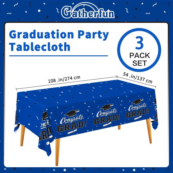 Blue-Themed Graduation Party Plastic Tablecloth